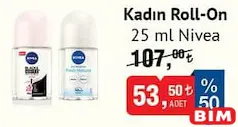 NİVEA KADIN ROLL-ON DEODORANT 25 ML fiyat ve kampanya bilgisi